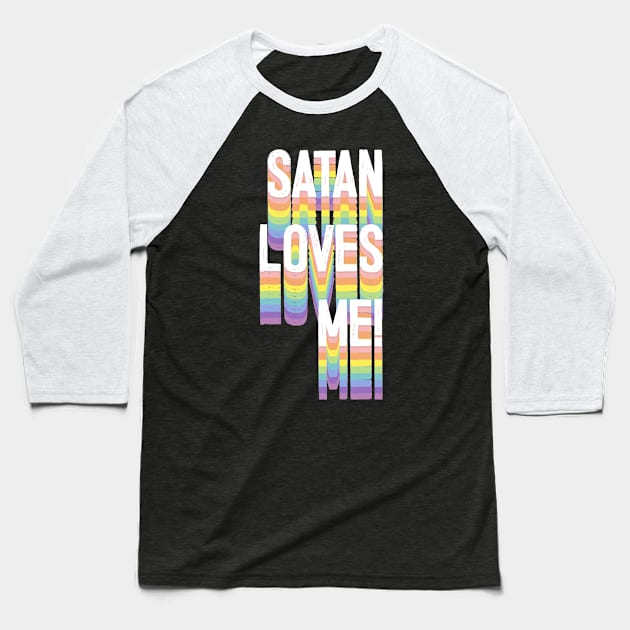 Satan Loves Me \ Aesthetic Illustration Art Baseball T-Shirt by DankFutura